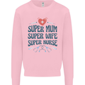Super Mum Wife Nurse Mothers Day Gift Kids Sweatshirt Jumper Light Pink