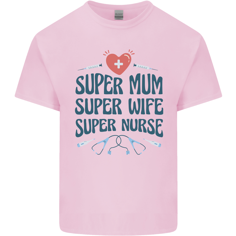 Super Mum Wife Nurse Mothers Day Gift Kids T-Shirt Childrens Light Pink