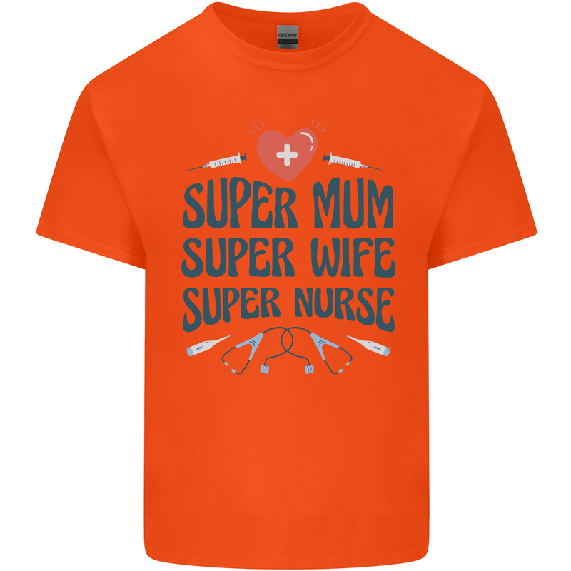 Super Mum Wife Nurse Mothers Day Gift Kids T-Shirt Childrens Orange