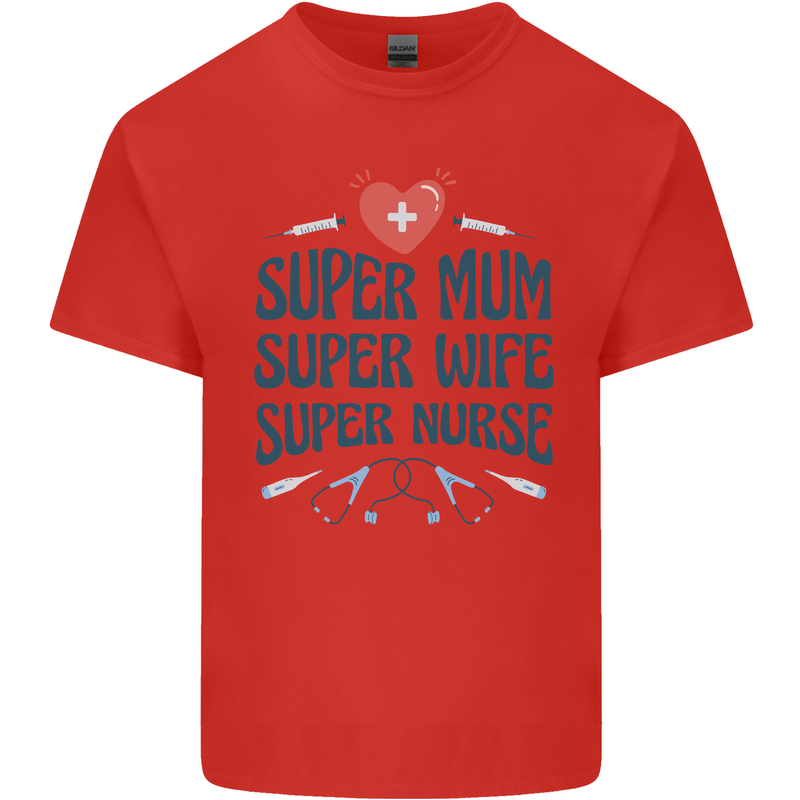 Super Mum Wife Nurse Mothers Day Gift Kids T-Shirt Childrens Red