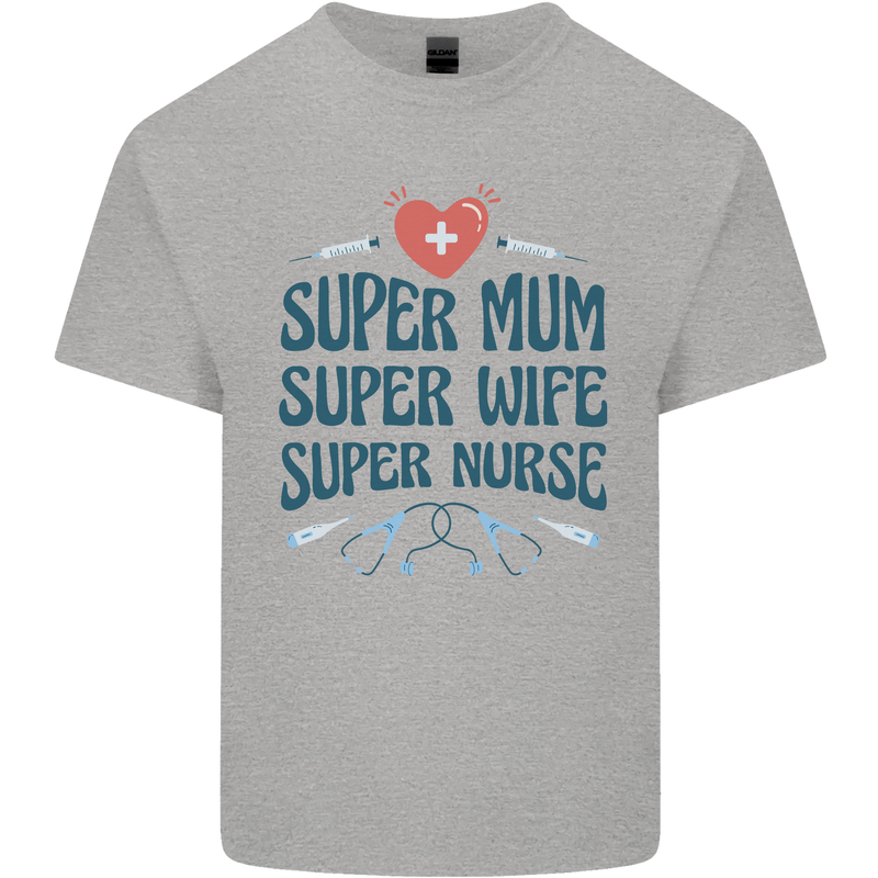 Super Mum Wife Nurse Mothers Day Gift Kids T-Shirt Childrens Sports Grey