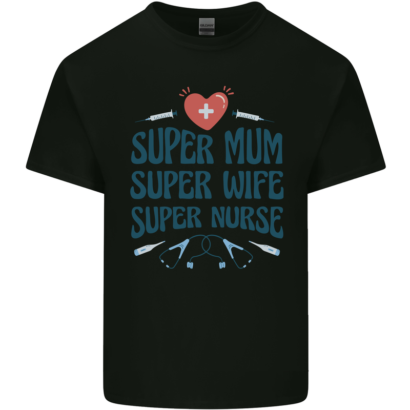 Super Mum Wife Nurse Mothers Day Gift Mens Cotton T-Shirt Tee Top Black