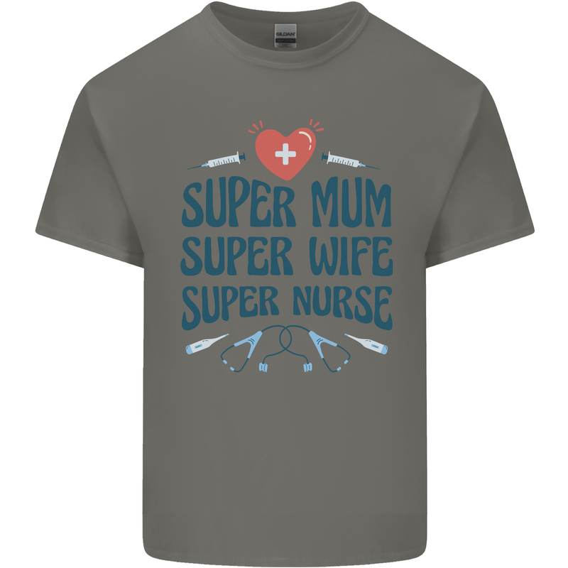 Super Mum Wife Nurse Mothers Day Gift Mens Cotton T-Shirt Tee Top Charcoal