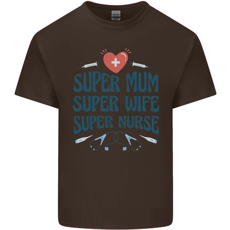 Super Mum Wife Nurse Mothers Day Gift Mens Cotton T-Shirt Tee Top Dark Chocolate