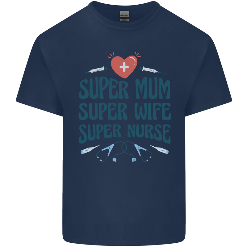 Super Mum Wife Nurse Mothers Day Gift Mens Cotton T-Shirt Tee Top Navy Blue