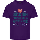 Super Mum Wife Nurse Mothers Day Gift Mens Cotton T-Shirt Tee Top Purple