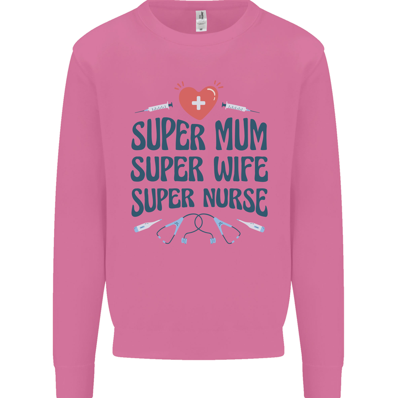 Super Mum Wife Nurse Mothers Day Gift Mens Sweatshirt Jumper Azalea