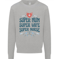 Super Mum Wife Nurse Mothers Day Gift Mens Sweatshirt Jumper Sports Grey