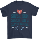 Super Mum Wife Nurse Mothers Day Gift Mens T-Shirt 100% Cotton Navy Blue