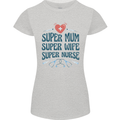 Super Mum Wife Nurse Mothers Day Gift Womens Petite Cut T-Shirt Sports Grey