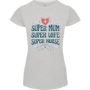 Super Mum Wife Nurse Mothers Day Gift Womens Petite Cut T-Shirt Sports Grey