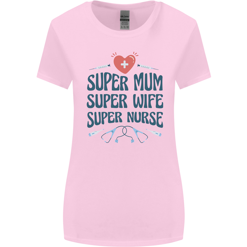 Super Mum Wife Nurse Mothers Day Gift Womens Wider Cut T-Shirt Light Pink