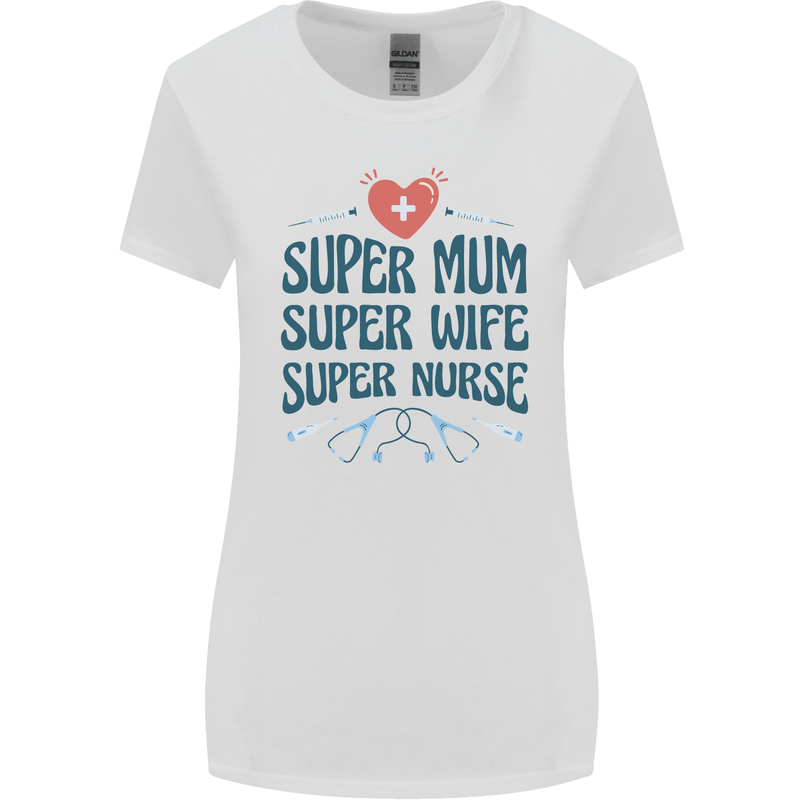 Super Mum Wife Nurse Mothers Day Gift Womens Wider Cut T-Shirt White