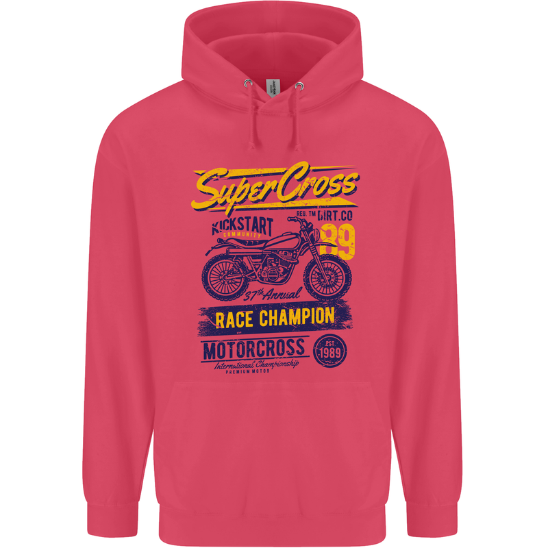 Supercross MotoX Dirt Bike Motocross Childrens Kids Hoodie Heliconia