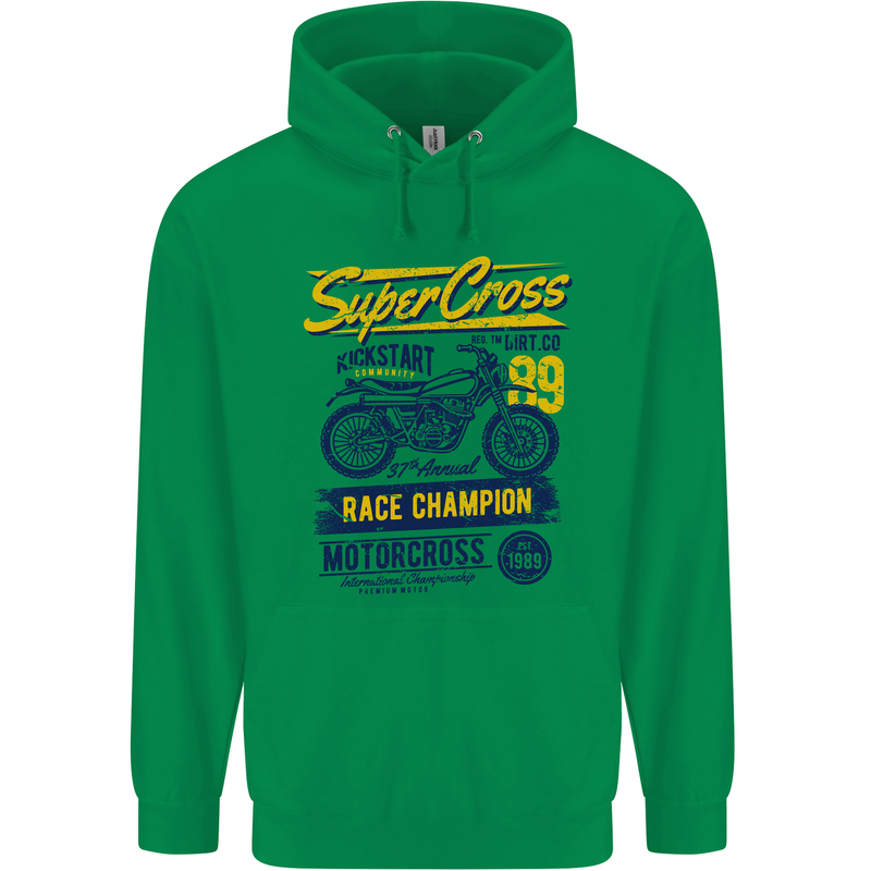 Supercross MotoX Dirt Bike Motocross Childrens Kids Hoodie Irish Green