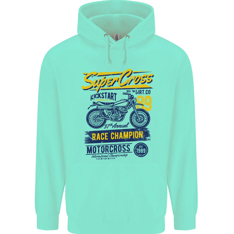 Supercross MotoX Dirt Bike Motocross Childrens Kids Hoodie Peppermint