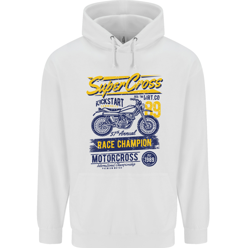 Supercross MotoX Dirt Bike Motocross Childrens Kids Hoodie White