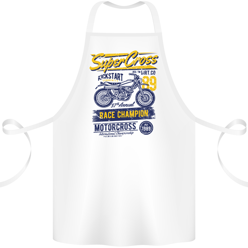 Supercross MotoX Dirt Bike Motocross Cotton Apron 100% Organic White