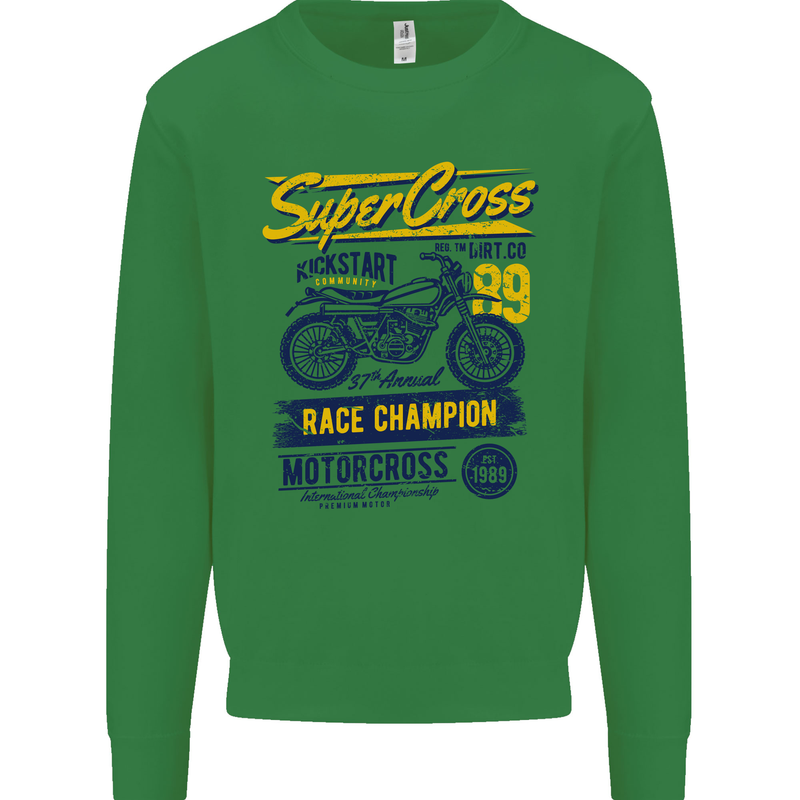 Supercross MotoX Dirt Bike Motocross Kids Sweatshirt Jumper Irish Green