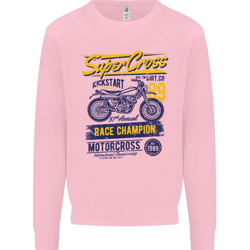 Supercross MotoX Dirt Bike Motocross Kids Sweatshirt Jumper Light Pink