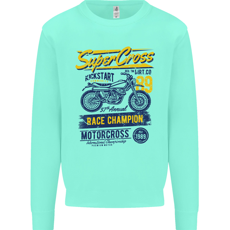 Supercross MotoX Dirt Bike Motocross Kids Sweatshirt Jumper Peppermint
