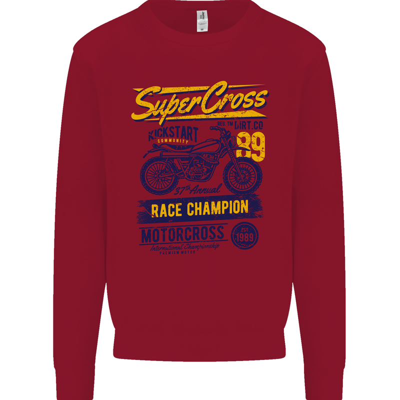 Supercross MotoX Dirt Bike Motocross Kids Sweatshirt Jumper Red