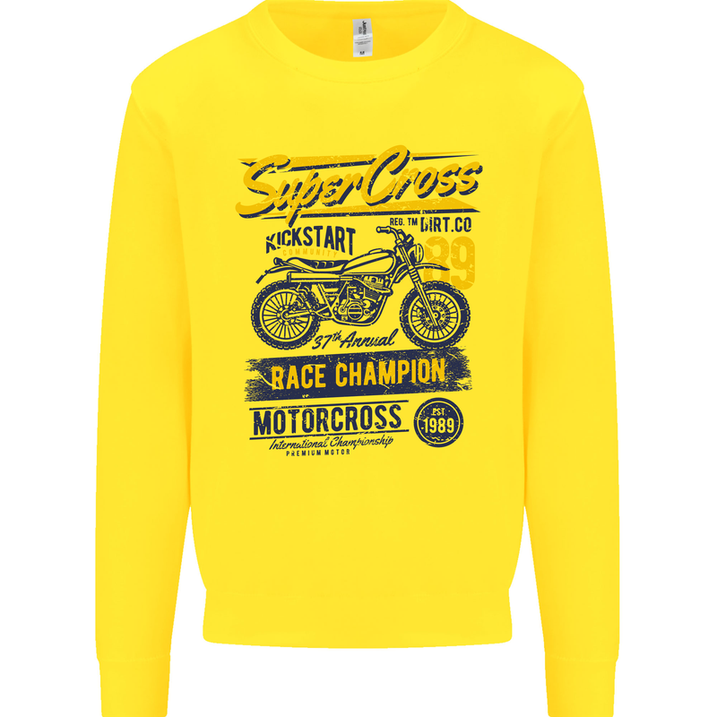 Supercross MotoX Dirt Bike Motocross Kids Sweatshirt Jumper Yellow