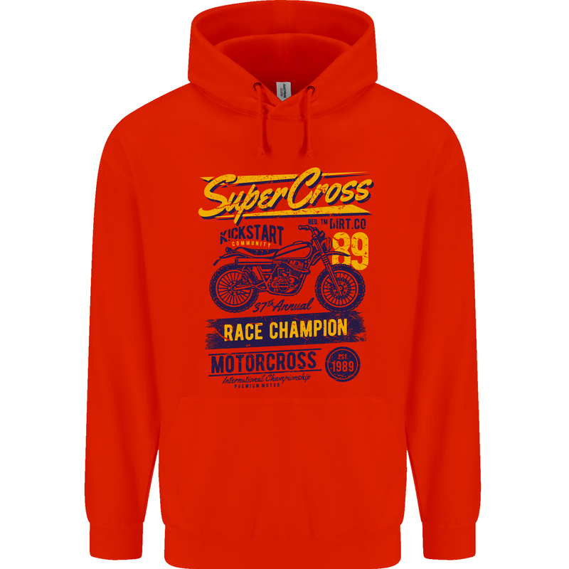 Supercross MotoX Dirt Bike Motocross Mens 80% Cotton Hoodie Bright Red