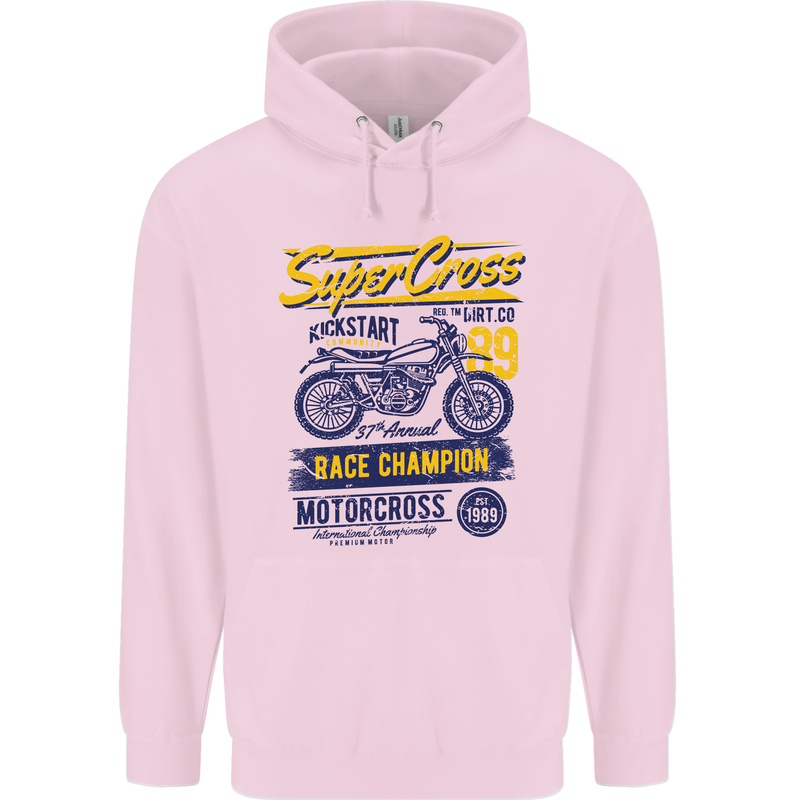 Supercross MotoX Dirt Bike Motocross Mens 80% Cotton Hoodie Light Pink