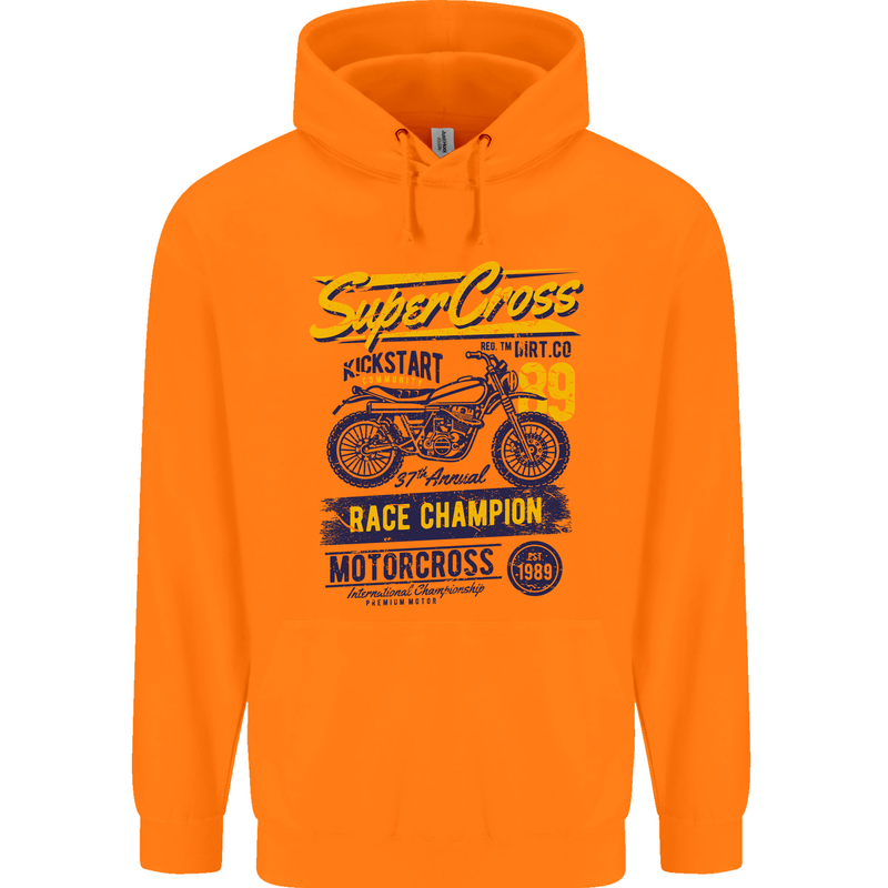 Supercross MotoX Dirt Bike Motocross Mens 80% Cotton Hoodie Orange