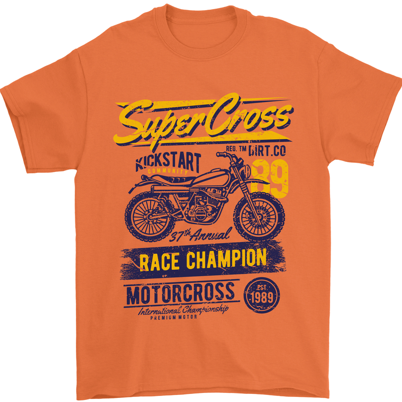 Supercross MotoX Dirt Bike Motocross Mens T-Shirt 100% Cotton Orange