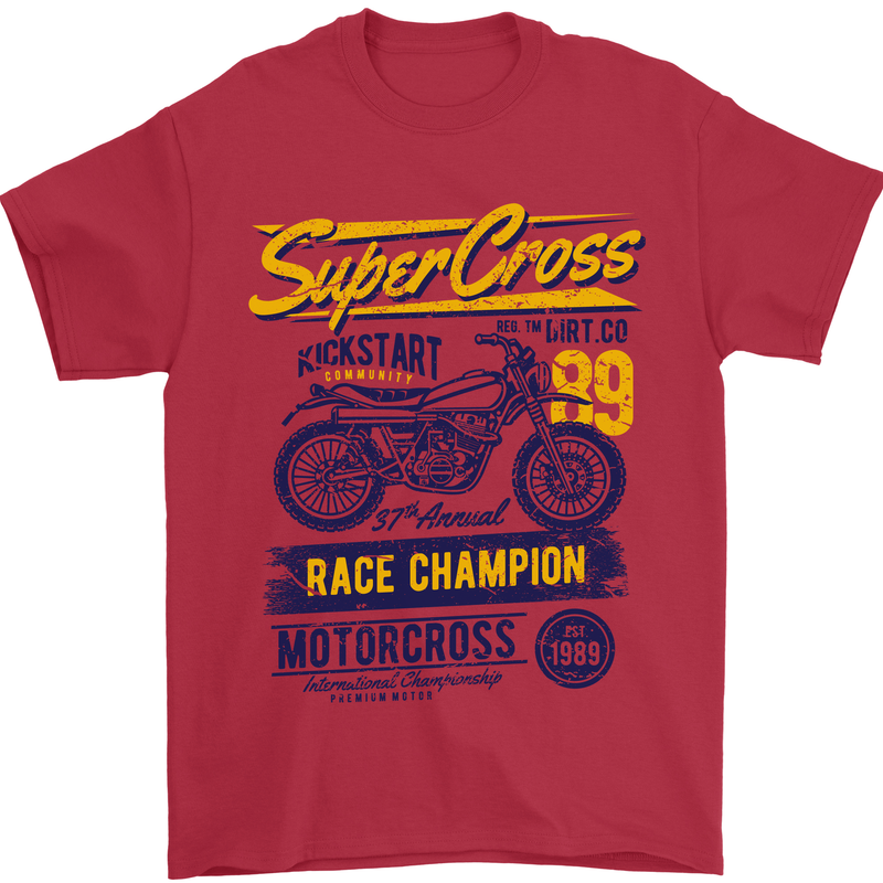 Supercross MotoX Dirt Bike Motocross Mens T-Shirt 100% Cotton Red