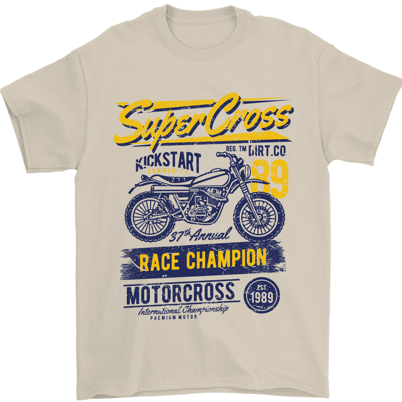 Supercross MotoX Dirt Bike Motocross Mens T-Shirt 100% Cotton Sand