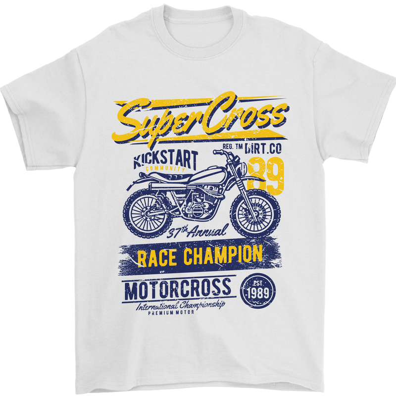 Supercross MotoX Dirt Bike Motocross Mens T-Shirt 100% Cotton White
