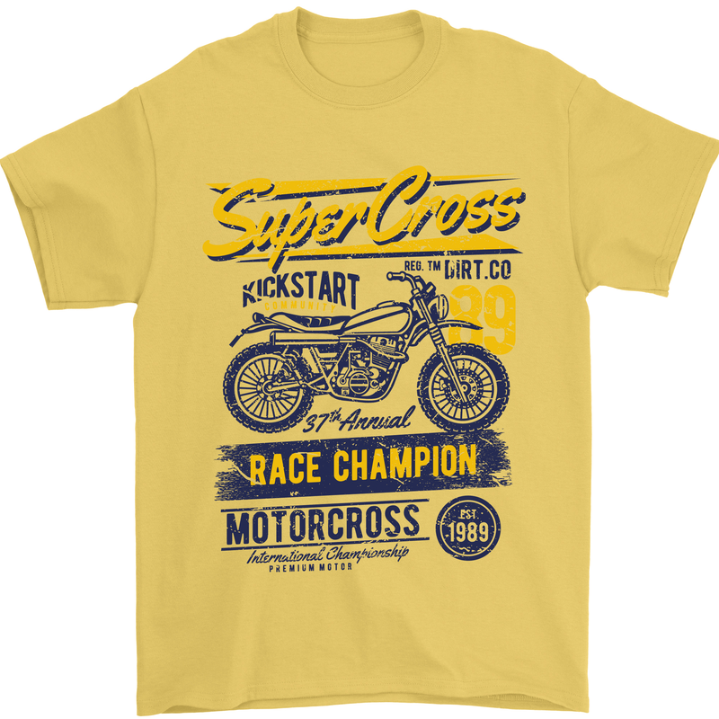 Supercross MotoX Dirt Bike Motocross Mens T-Shirt 100% Cotton Yellow