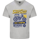 Supercross MotoX Dirt Bike Motocross Mens V-Neck Cotton T-Shirt Sports Grey