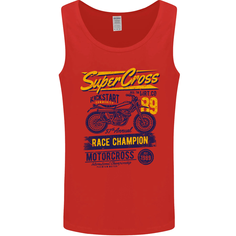 Supercross MotoX Dirt Bike Motocross Mens Vest Tank Top Red