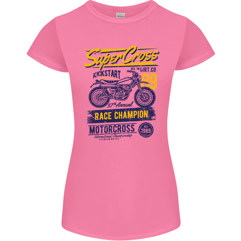 Supercross MotoX Dirt Bike Motocross Womens Petite Cut T-Shirt Azalea