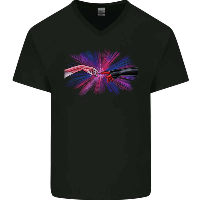Superhero Creation Funny Religious Parody Mens V-Neck Cotton T-Shirt Black