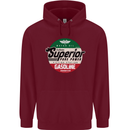 Superior Gasoline Biker Motorcycle Motorbike Mens 80% Cotton Hoodie Maroon