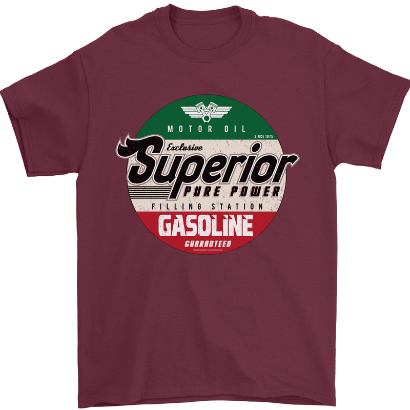 Superior Gasoline Biker Motorcycle Motorbike Mens T-Shirt 100% Cotton Maroon