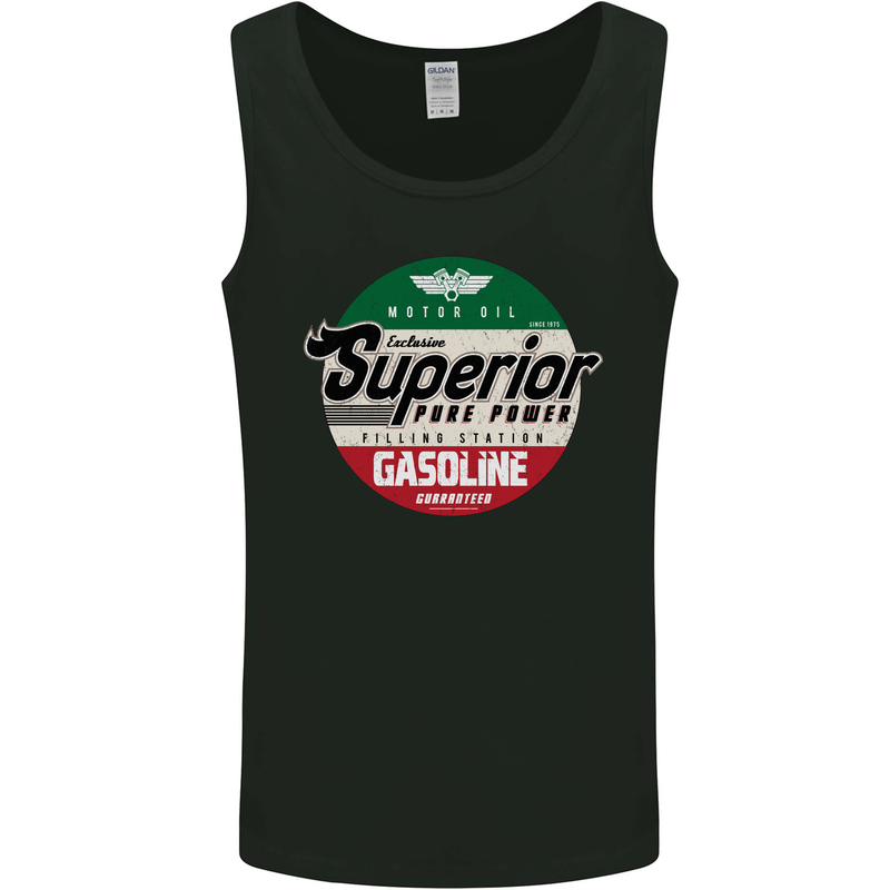 Superior Gasoline Biker Motorcycle Motorbike Mens Vest Tank Top Black