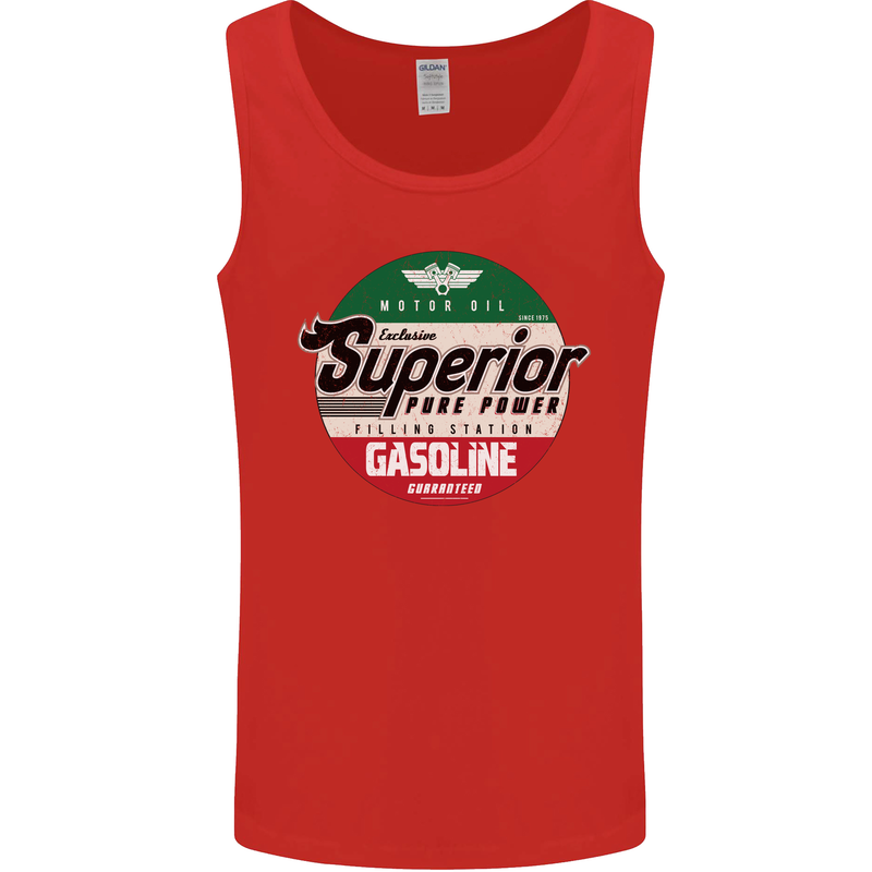 Superior Gasoline Biker Motorcycle Motorbike Mens Vest Tank Top Red