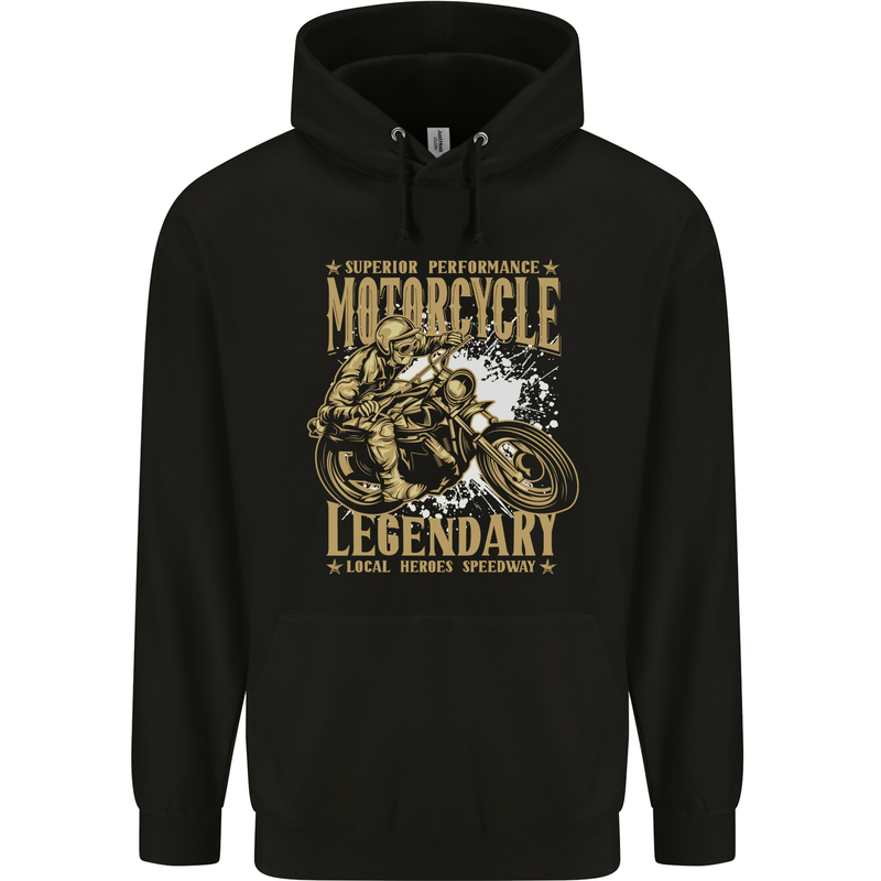 Superior Performance Motorcycle Motorbike Biker Mens 80% Cotton Hoodie Black