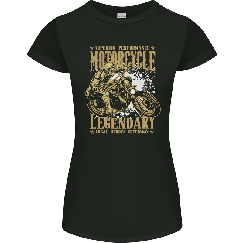 Superior Performance Motorcycle Motorbike Biker Womens Petite Cut T-Shirt Black