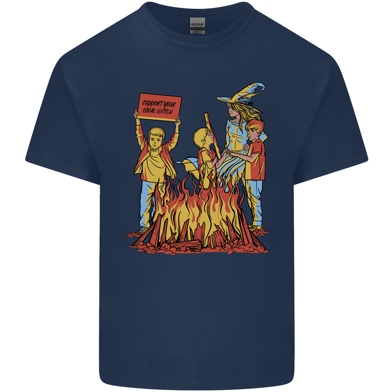 Support Your Local Witch Halloween Satire Kids T-Shirt Childrens Navy Blue