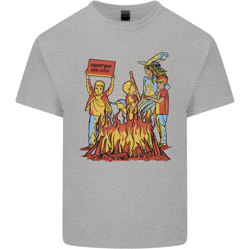 Support Your Local Witch Halloween Satire Kids T-Shirt Childrens Sports Grey
