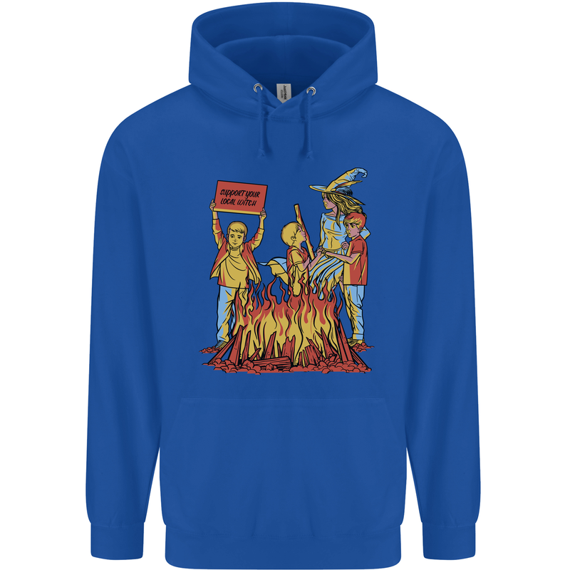 Support Your Local Witch Halloween Satire Mens 80% Cotton Hoodie Royal Blue