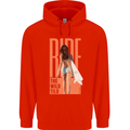 Surfing Ride the Wild Tild Surfer Mens 80% Cotton Hoodie Bright Red