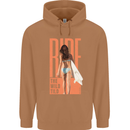 Surfing Ride the Wild Tild Surfer Mens 80% Cotton Hoodie Caramel Latte